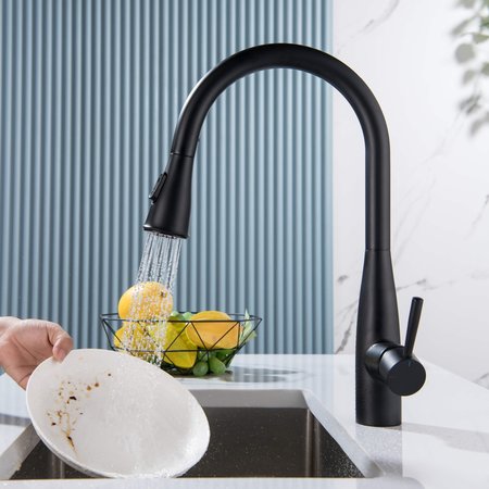 Kibi Bari-T Single Handle Pull Down Kitchen Sink Faucet, Matte Black KKF2016MB